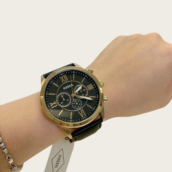 Fossil BQ2823 Flynn Chronograph Black Leather Men's Watch